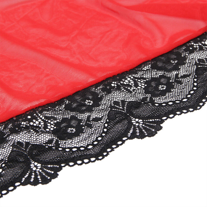 Subblime - Transparenter Stoffmantel Mit Spitzendetail Rot l/xl