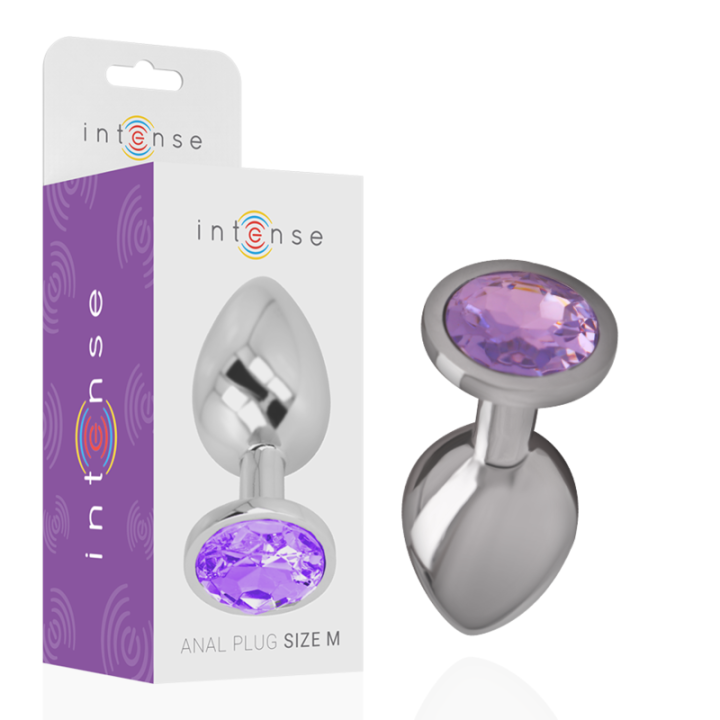 Intense - Plug Anal en Métal Aluminium Avec Cristal Violet Taille m