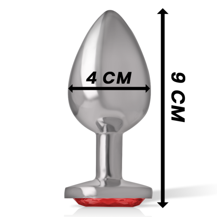 Intense - Aluminum Metal Anal Plug With Red Crystal Size l