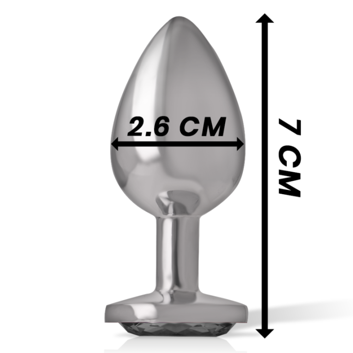 Intense - Plug Anal Metal Aluminio Con Cristal Negro Talla s
