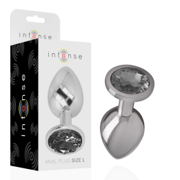 Intense - Plug Anal en Métal Aluminium Avec Verre Noir Taille l