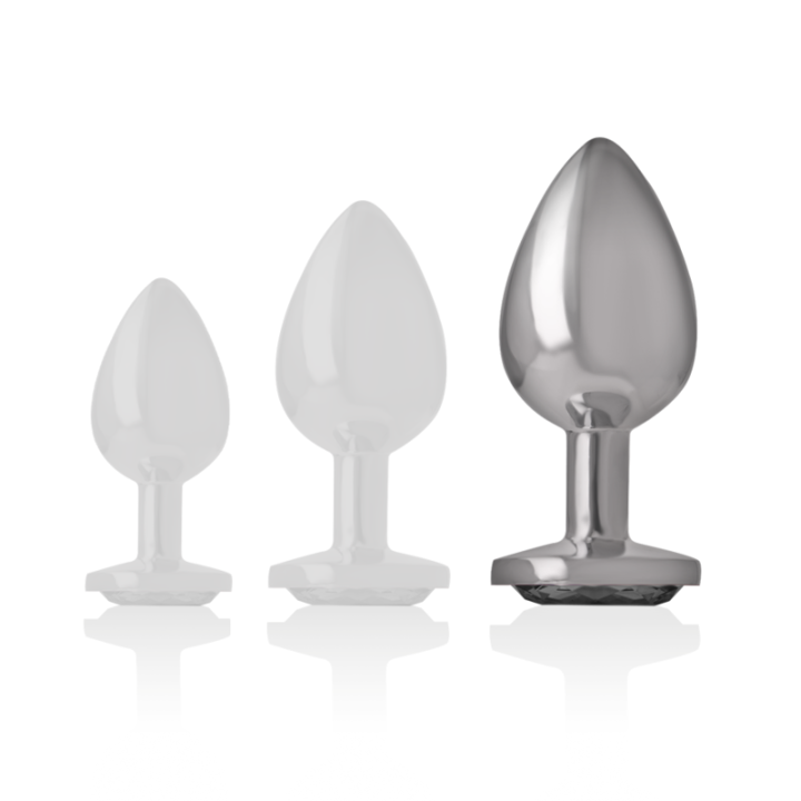 Intense - Analplug Aus Aluminiummetall Mit Schwarzem Glas, Grösse l