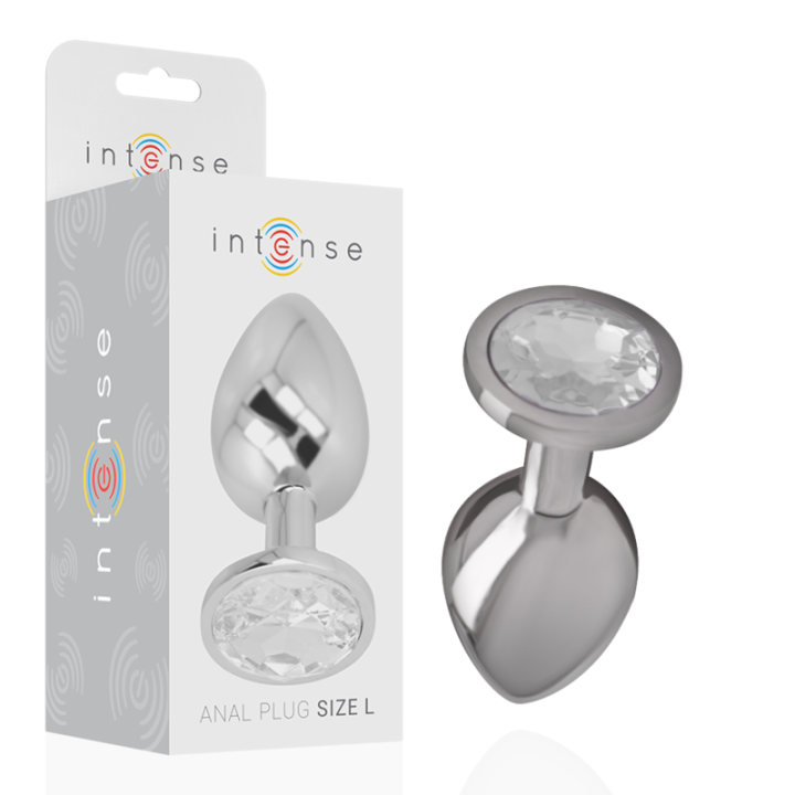 Intense - Aluminum Metal Anal Plug With Silver Crystal Size l