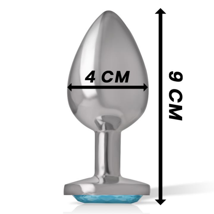 Intense - Aluminum Metal Anal Plug With Blue Crystal Size l