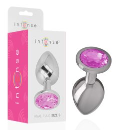 Intense - Plug Anale in Metallo Alluminio Con Cristallo Rosa Taglia s