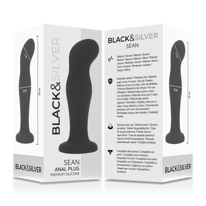 Black&Silver - Sean Plug Analny Premium Silikonowy Czarny