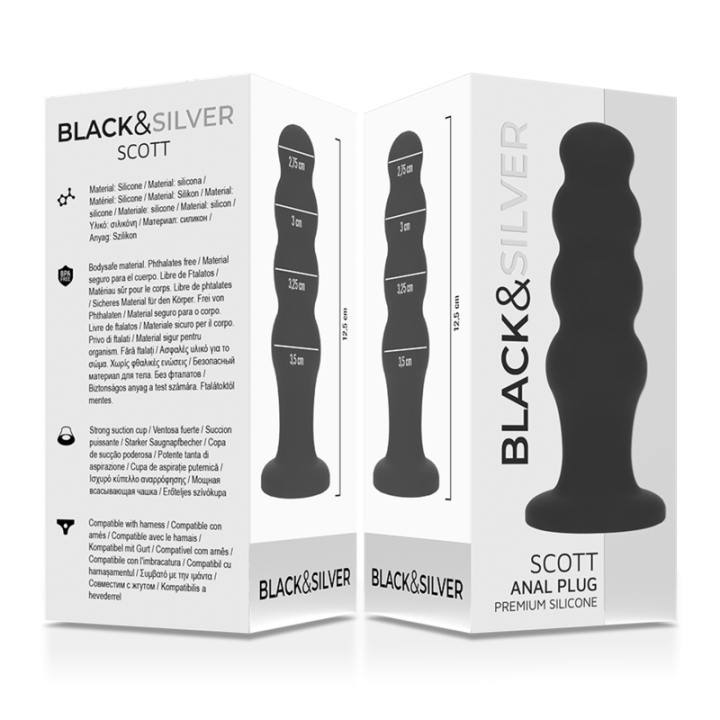 Black&Silver - Silikonowy Korek Analny Scott Premium Czarny