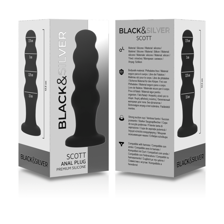 Black&Silver - Silikonowy Korek Analny Scott Premium Czarny