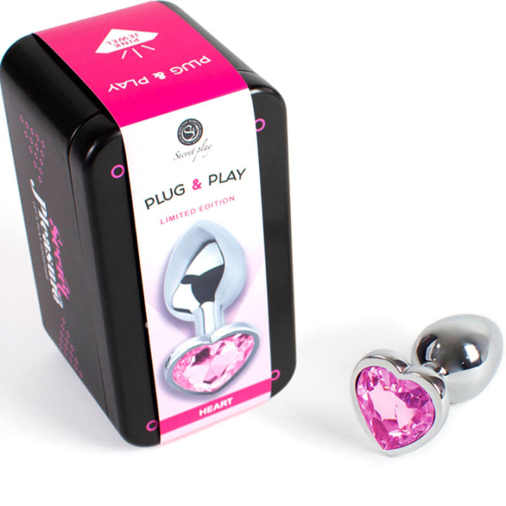 Secretplay - Metal Butt Plug Fuchsia Heart Small Size 7 cm