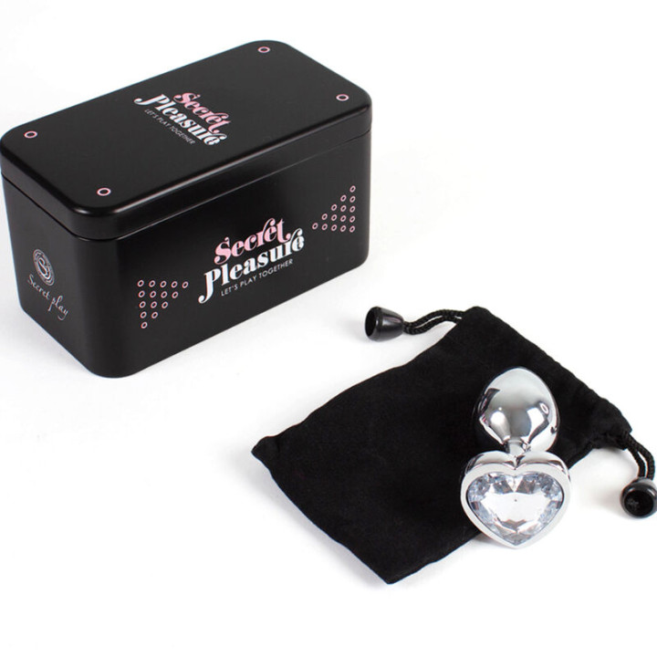 Secretplay - Metal Butt Plug Corazón Transparente Talla s 7 cm