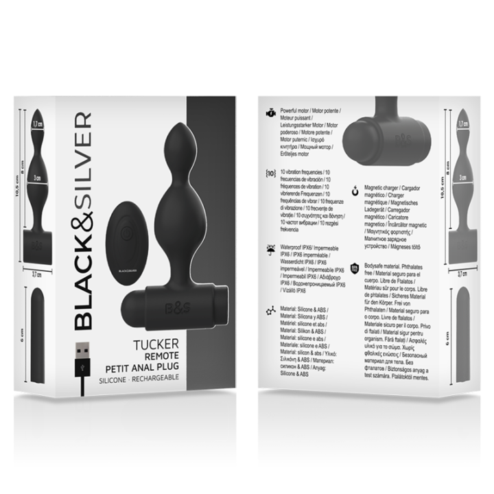 Black&Silver - Tucker Petite Télécommande Pour Plug Anal en Silicone