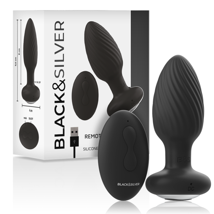 Black&Silver - Wells Plug Silikonowy Rotator Odbytu Zdalnie Sterowany