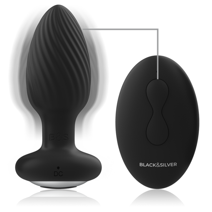 Black&Silver - Telecomando Rotatore Anale in Silicone Con Tappo Pozzetti