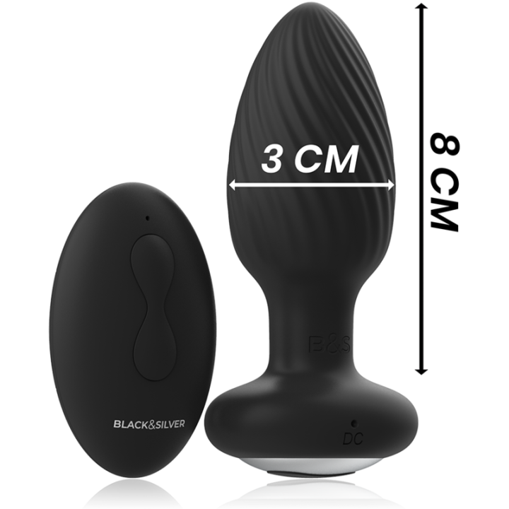 Black&Silver - Plug de Poços Silicone Anal Rotator Controle Remoto