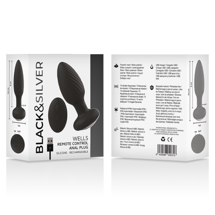 Black&Silver - Wells Plug Silikon Anal Rotator Fernbedienung