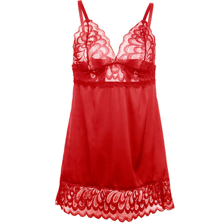 Subblime - Babydoll in Raso Con Pizzo Rosso l/xl