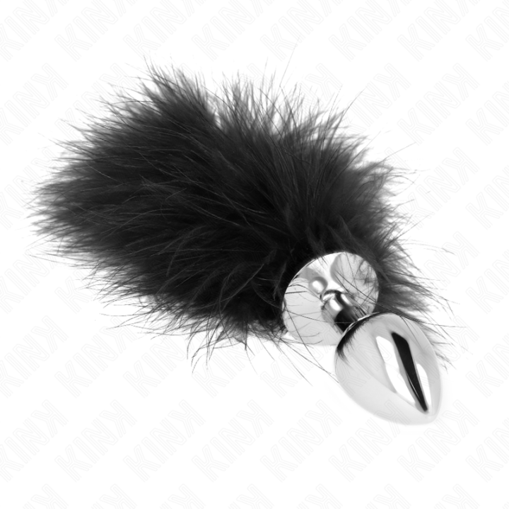 Kink - Plug Anal 11 x 7 cm Acero Inoxidable Con Pluma 11 cm