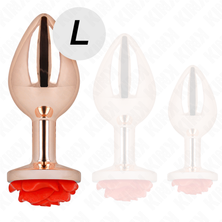 Kink - Plug Anal Rosa Ouro Com Rosa Vermelha l
