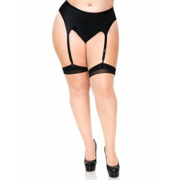 Leg Avenue - Medias Nude Con Tacon Cubano y Costura Trasera Plus