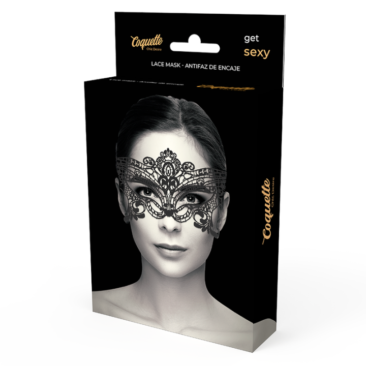 Coquette Chic Desire - Breite Schwarze Spitzenmaske
