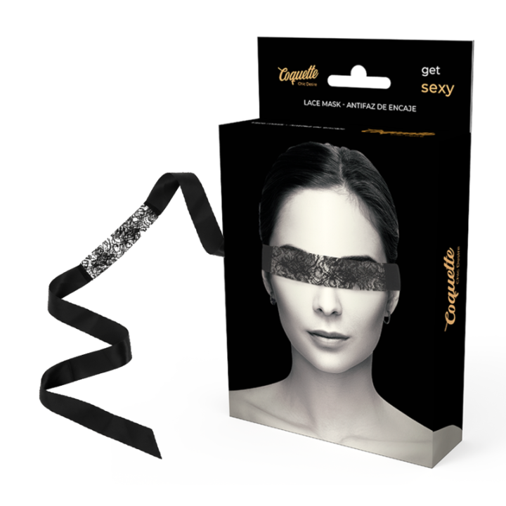 Coquette Chic Desire - Schwarze Spitzenmaske Mit Band