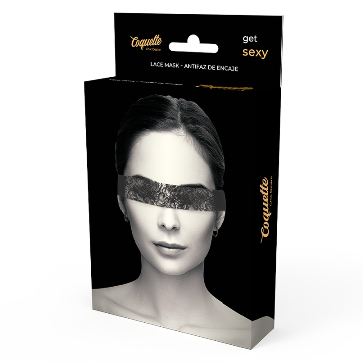 Coquette Chic Desire - Masque en Dentelle Noire Avec Ruban