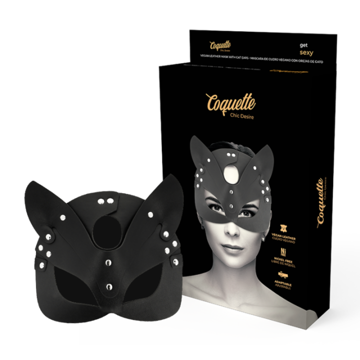 Coquette Chic Desire - Masque en Cuir Vegan Avec Oreilles de Chat
