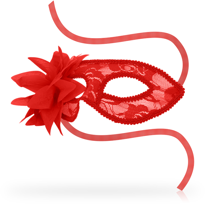 Ohmama - Masks Antifaz Con Encajes y Flor Rojo
