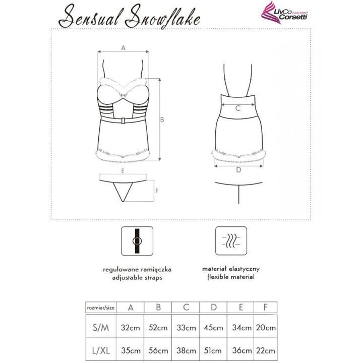 Livco Corsetti Fashion - Sensual Snowflake lc 90603 Weihnachts-Chemise + String + Haarband s/m