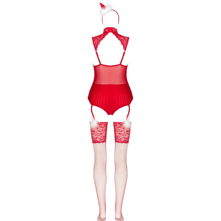 Livco Corsetti Fashion - Limpid Snowflakes lc 90604 Body + Strümpfe + Weihnachtsstirnband s/m