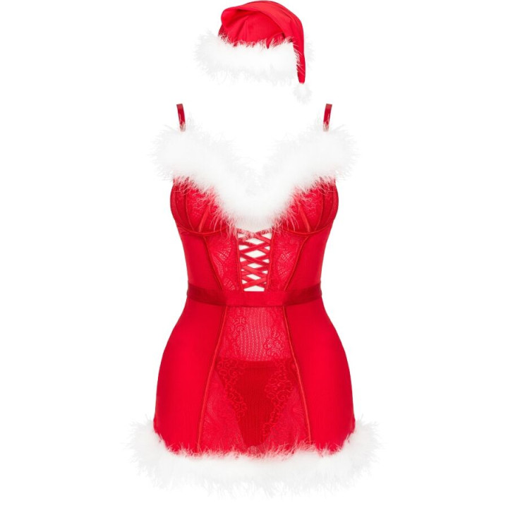 Livco Corsetti Fashion - Agethe lc 90607 Chemise + String + Weihnachtsmütze l/xl