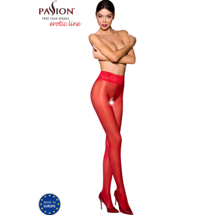 Passion - Tiopen 008 Rote Strumpfhose 1/2 30 Den