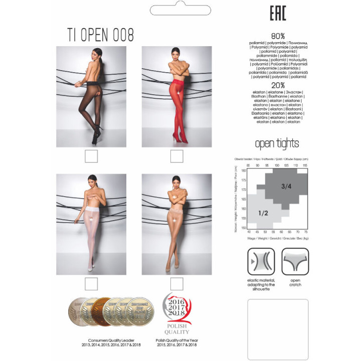 Passion - Tiopen 008 Collant Rouge 3/4 30 Den