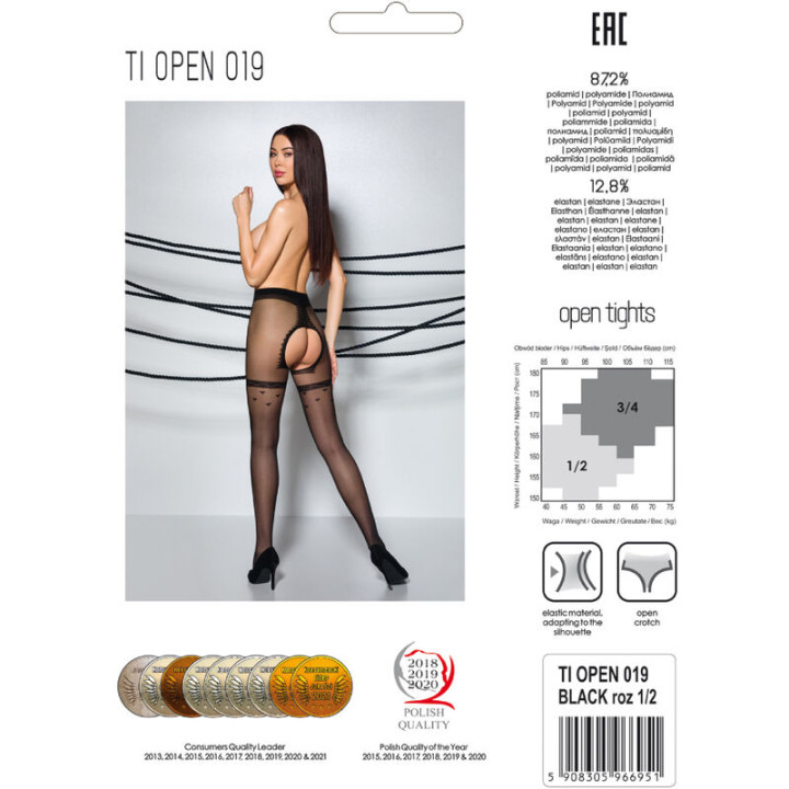Passion - Tiopen 019 Schwarze Strumpfhose 1/2 20 Den