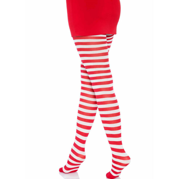 Leg Avenue - Calas Listradas Branca/Vermelha