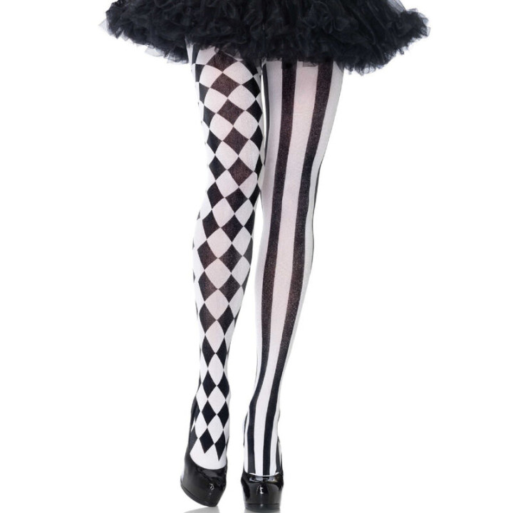 Leg Avenue - Collant Arlecchino Nero/Bianco
