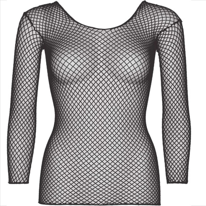 Leg Avenue - t-Shirt a Rete Maniche Lunghe Nera