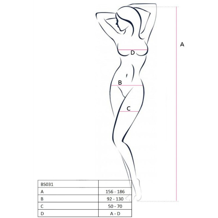 Passion - Donna Bs031 Bodystocking Nero Taglia Unica