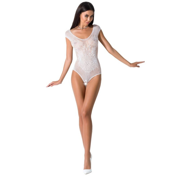 Passion - Woman Bs064 Weisser Bodystocking, Eine Grösse