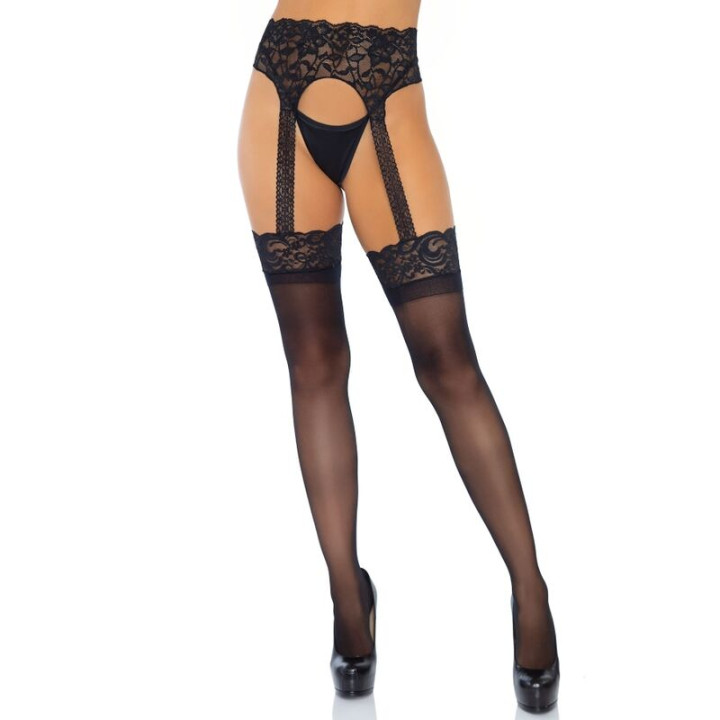 Leg Avenue - Bas Jarretelles Opaque Taille Unique
