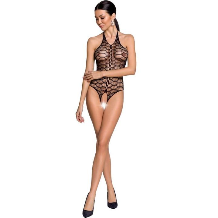 Passion - Woman Bs087 Schwarzer Bodystocking, Eine Grösse