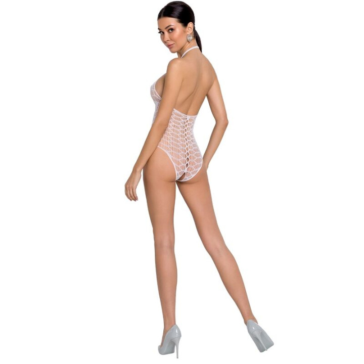 Passion - Woman Bs087 Weisser Bodystocking, Eine Grösse