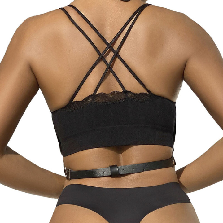 Subblime - Arnés de Pecho Cadenas Cuero Negro Talla Única
