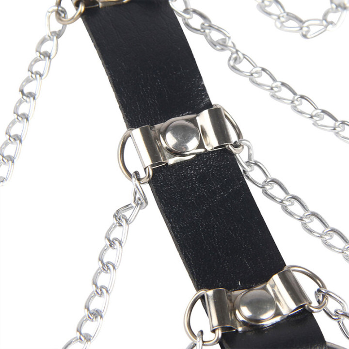 Subblime - Harnais Poitrine Chaîne s en Cuir Noir Taille Unique