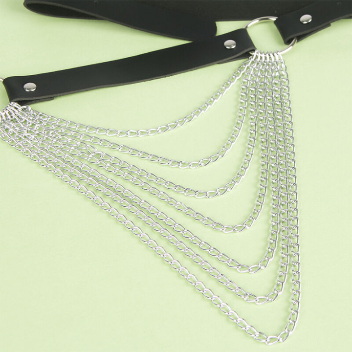 Subblime - Cinturón de Cadenas Cuero Negro Talla Única