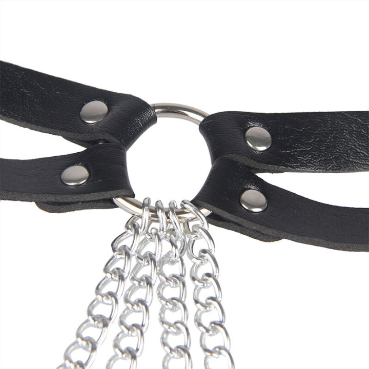 Subblime - Chaine Bague Cuir Ceinture Noir Taille Unique