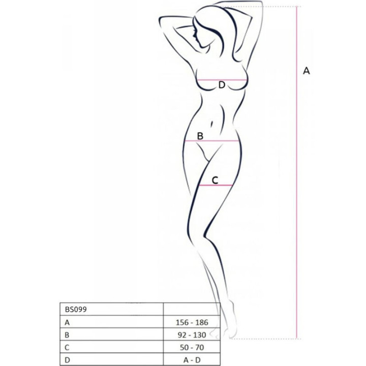 Passion - Bs099 Weisser Bodystocking, Eine Grösse