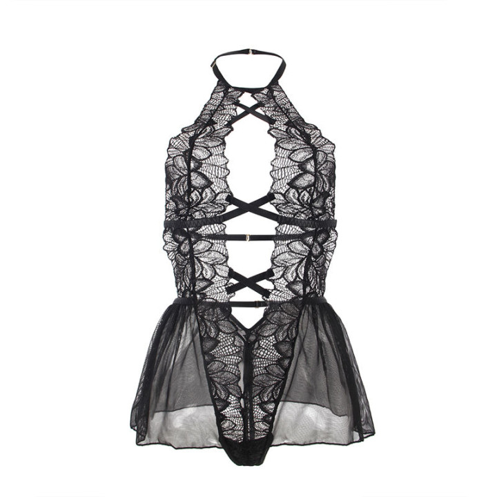 Subblime - Teddy Halter Neck Bare Back Lace Preto s/m