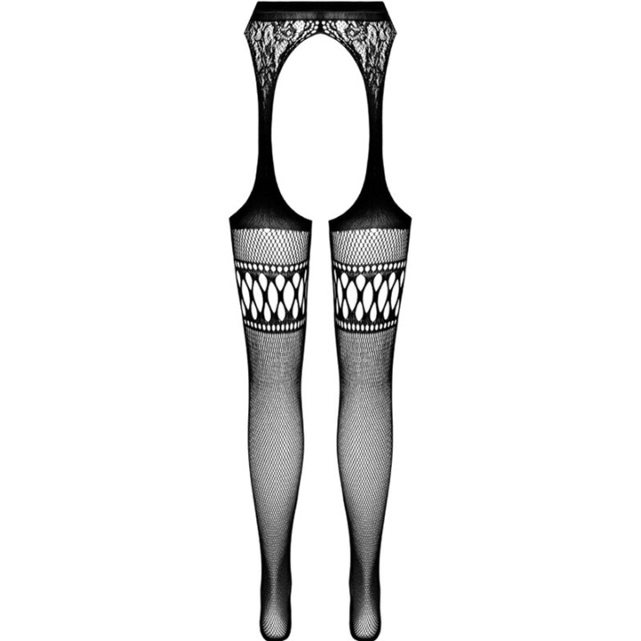 Passion - S026 Collant Nero Con Giarrettiera Taglia Unica