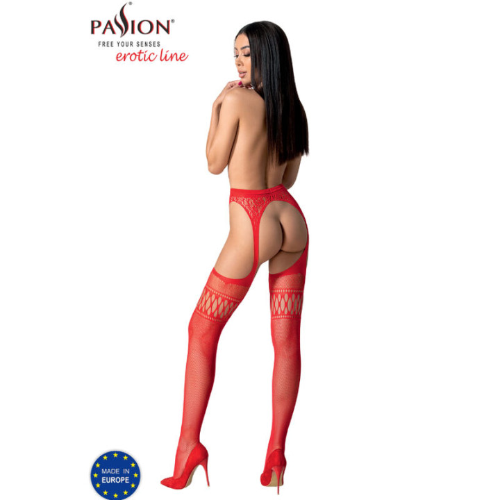 Passion - S026 Bas Rouges Avec Jarretière Taille Unique